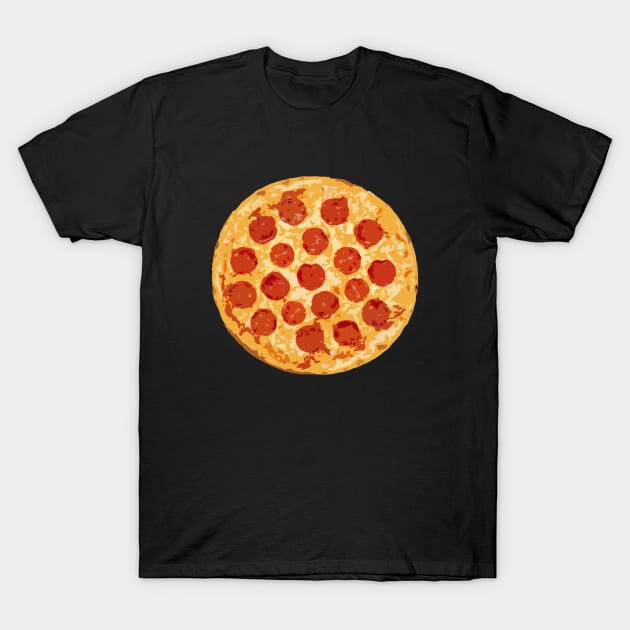 Round Cartoon Pizza Design with Pepperoni T-Shirt by oggi0